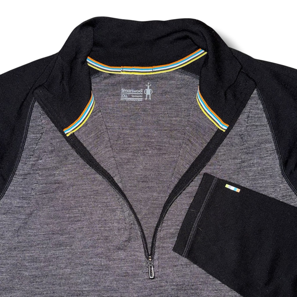 Smartwool Mens XXL 1/4 Zip Pullover 100% Merino Wool Charcoal Black Heathered